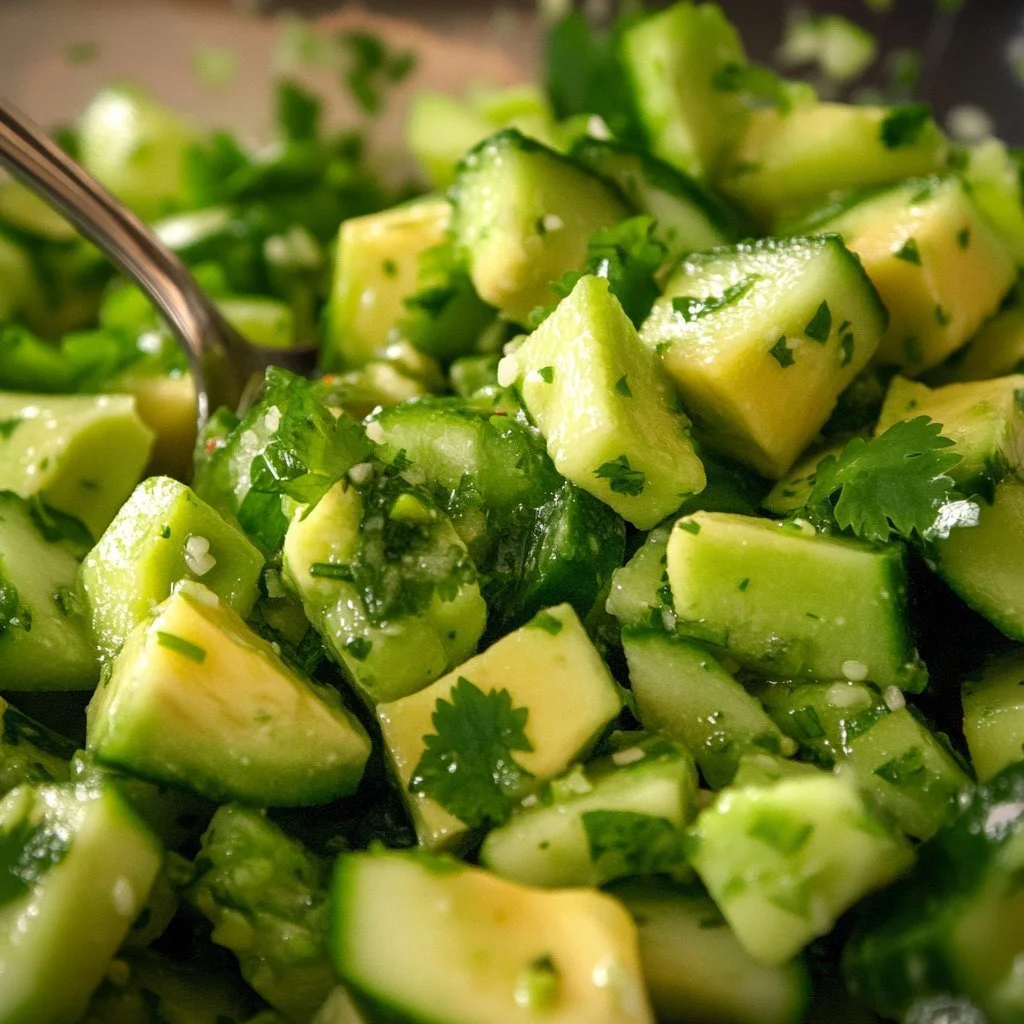 Delicious avocado salad with mixed greens and colourful vegetables