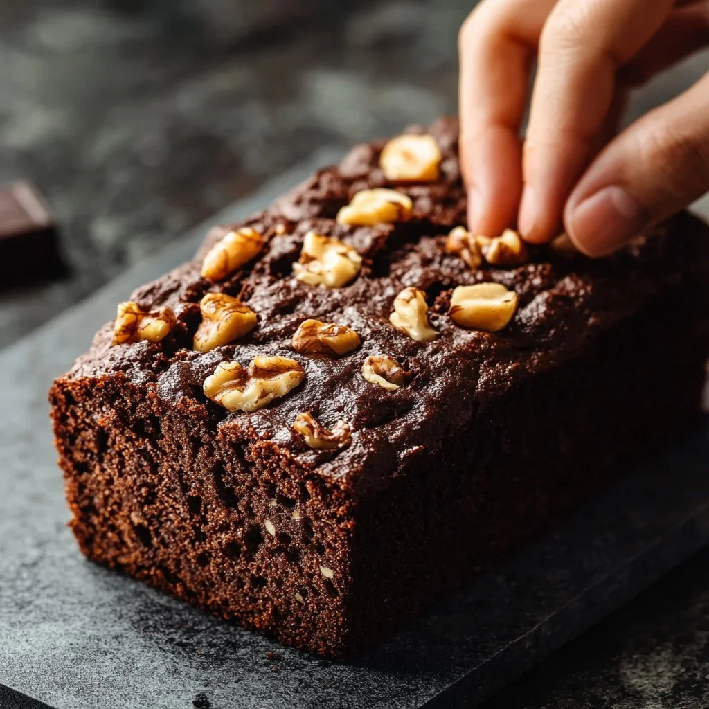 Deliciously moist chocolate banana bread with rich chocolate and ripe bananas.