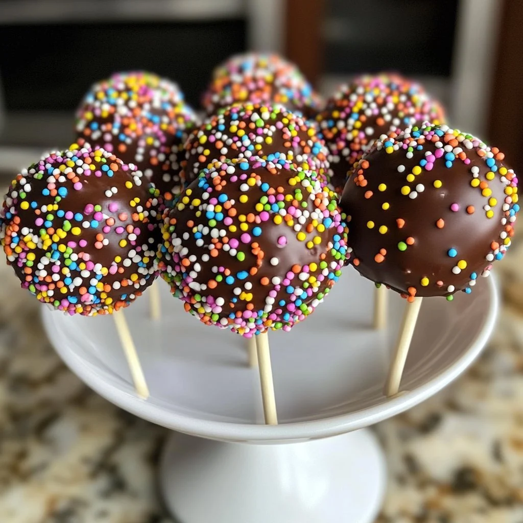 Colourful and delicious cake pops arranged on a decorative plate.