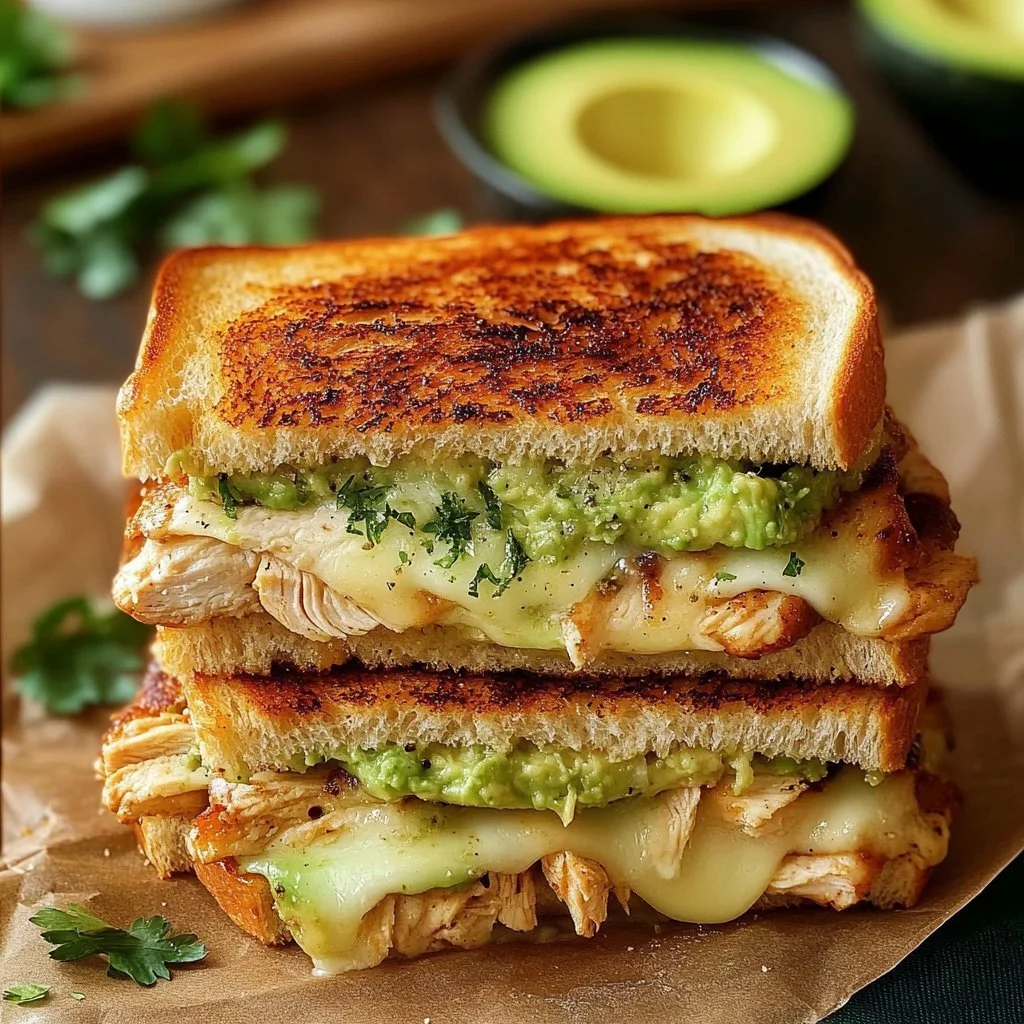 Chicken Avocado Melt Sandwich with tender chicken and fresh avocado
