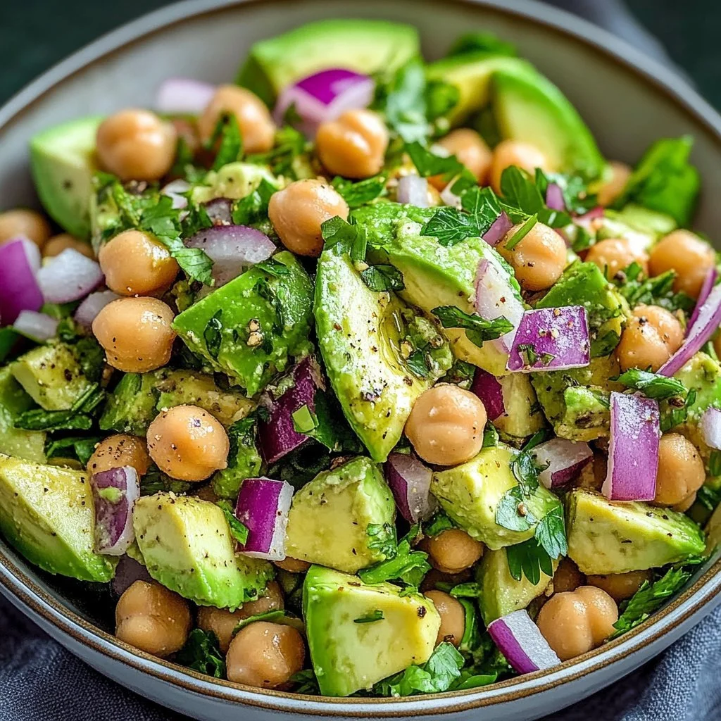 Chickpea Avocado Salad with fresh vegetables in a bowl