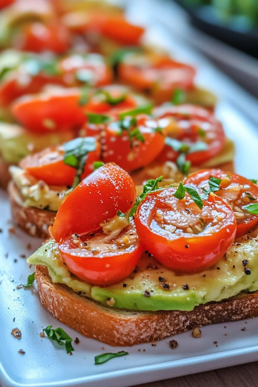 Creamy Garlic Tomato Avocado Toast
