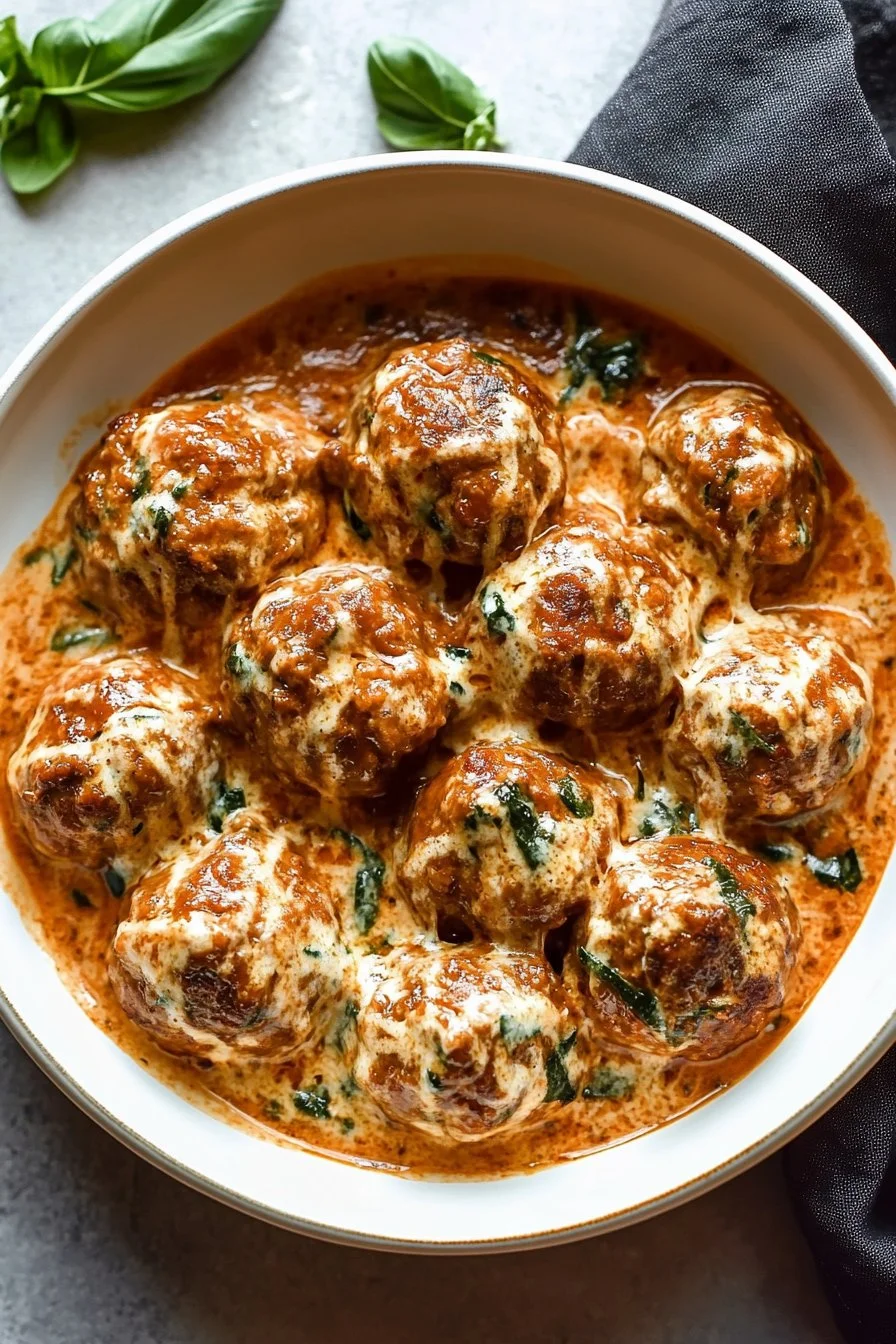Creamy Tuscan Low Carb Meatballs