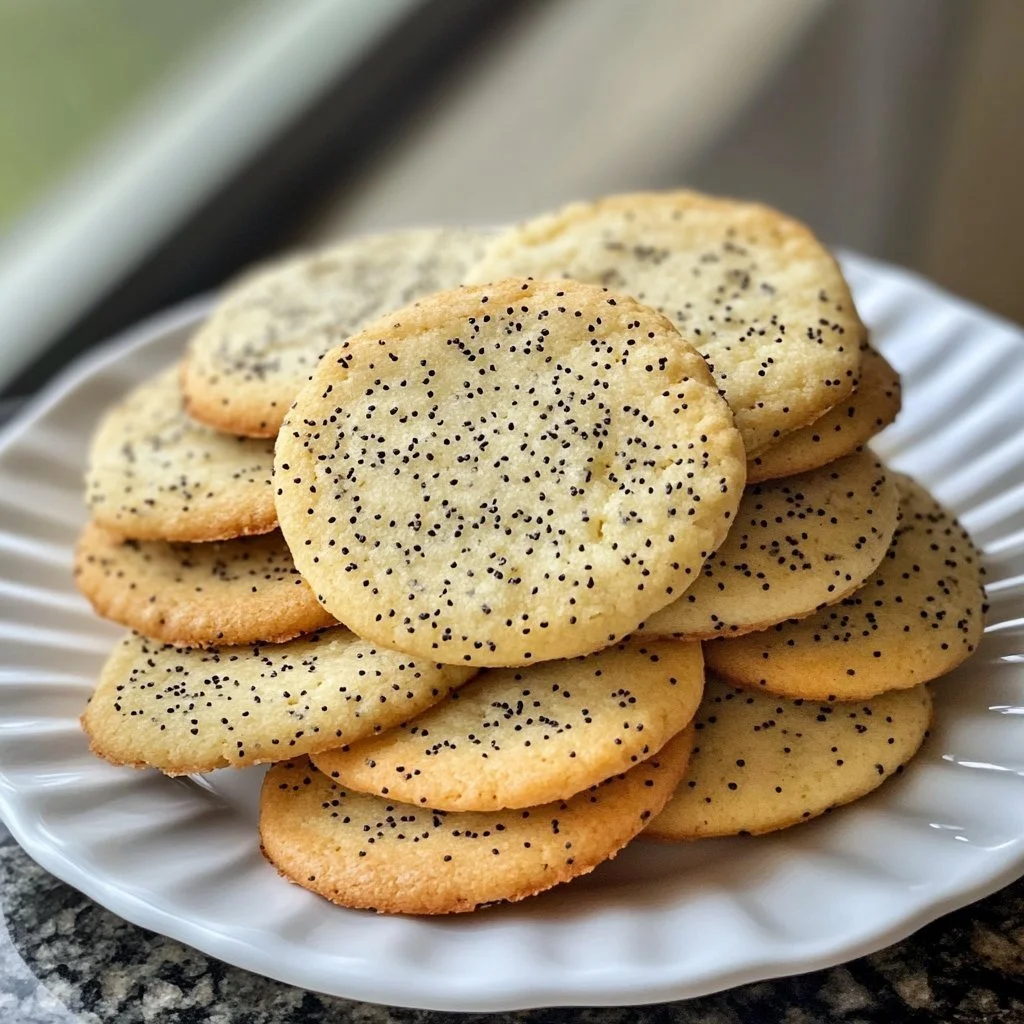 Freshly baked Crumbl lemon poppy seed biscuits on a cooling rack