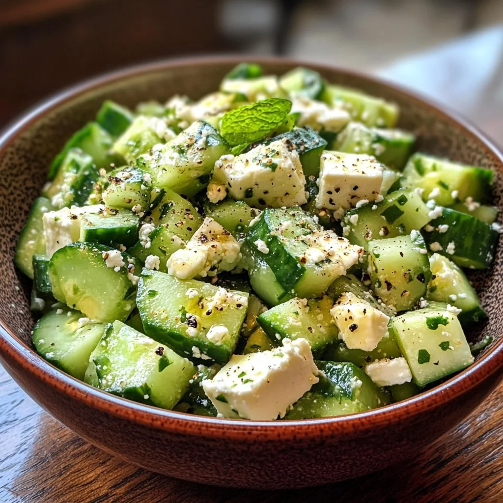 Cucumber Avocado Feta Salad - a fresh, healthy dish with cucumbers, avocados, and feta cheese.