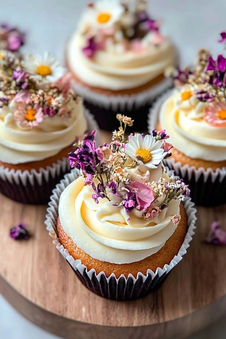 Cupcakes with Dried Flowers