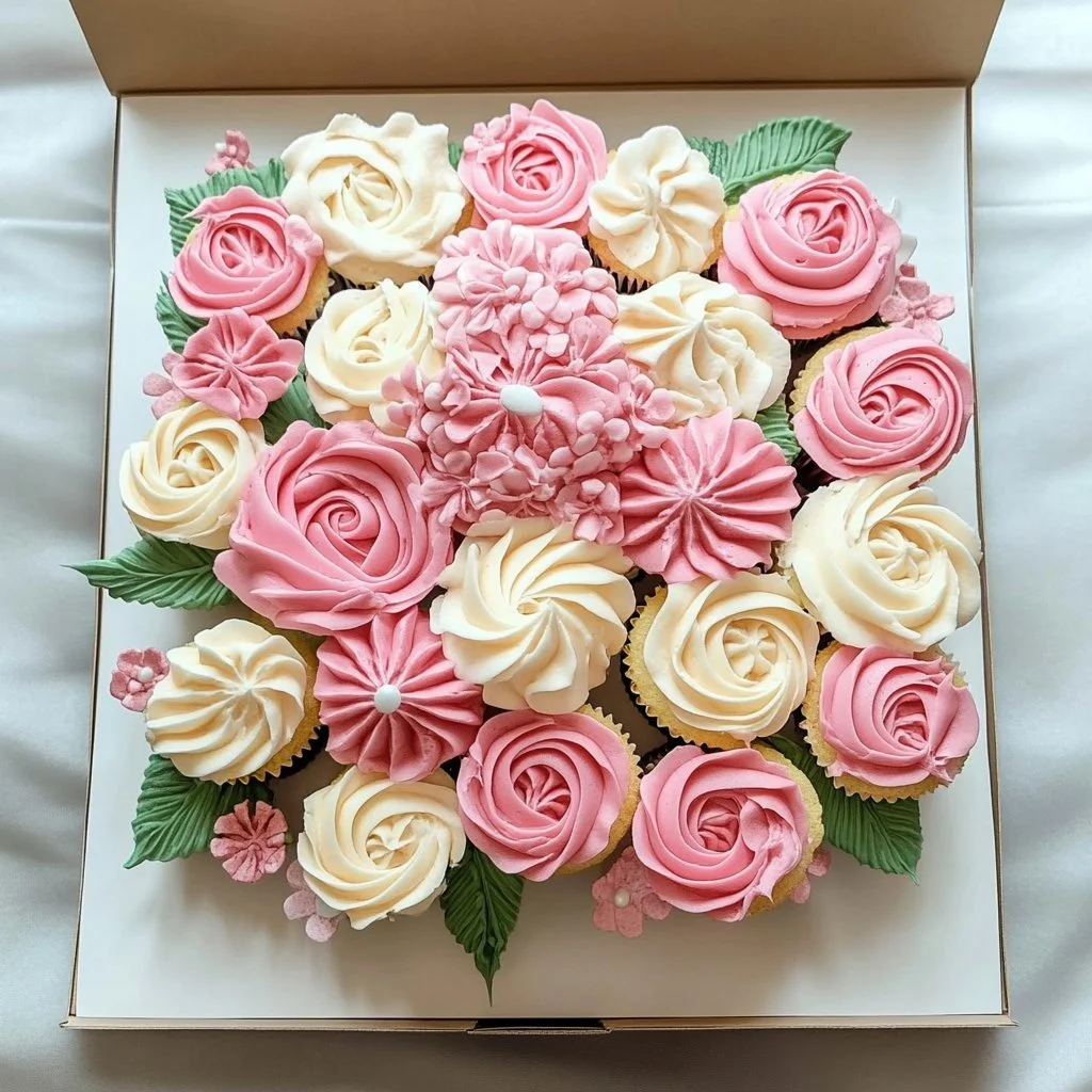 Flower Bouquet Cupcake Pull-Apart cake decorated with colourful cupcakes.