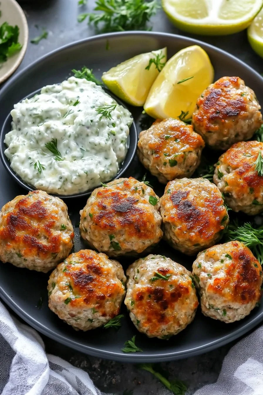 Greek Turkey Meatballs with Tzatziki Sauce