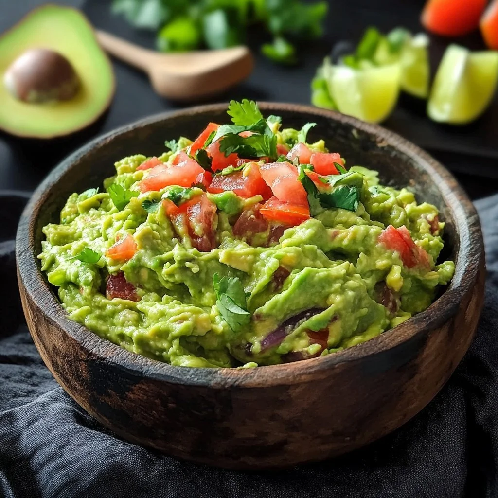 Delicious homemade guacamole served with tortilla chips