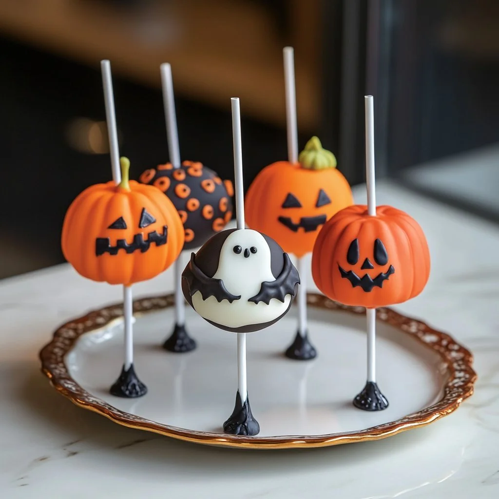 Halloween-themed cake pops decorated for a spooky celebration