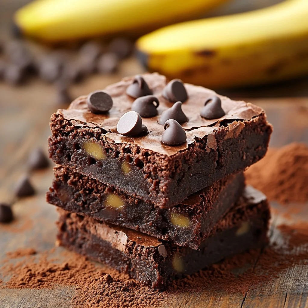 Delicious healthy banana brownies made with ripe bananas