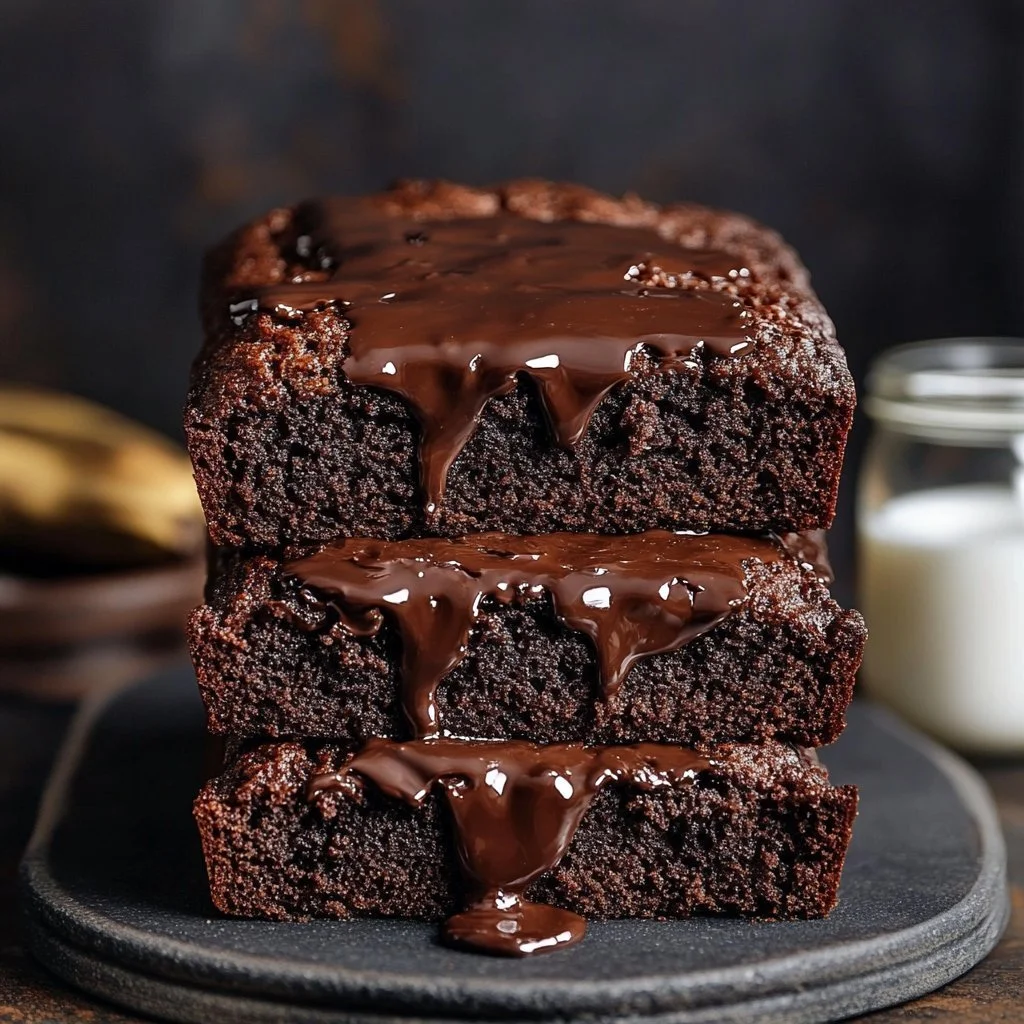 Healthy chocolate banana bread loaf fresh out of the oven