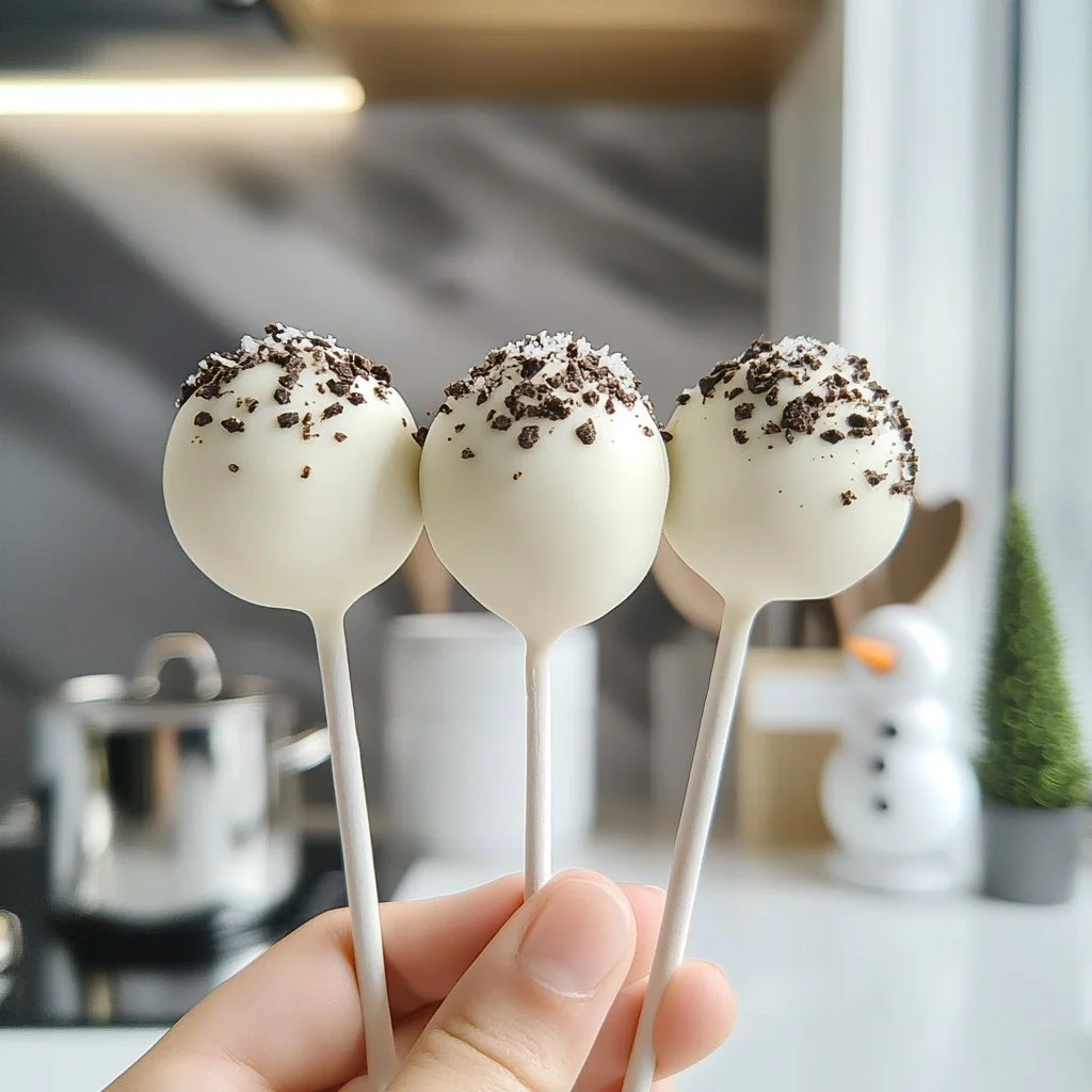 Oreo cake pops decorated with chocolate and sprinkles on a white plate.