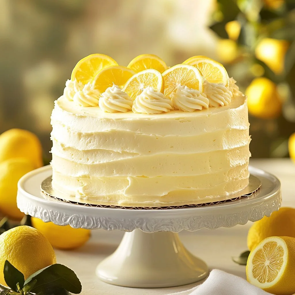A beautiful slice of homemade lemon cake topped with lemon zest and icing