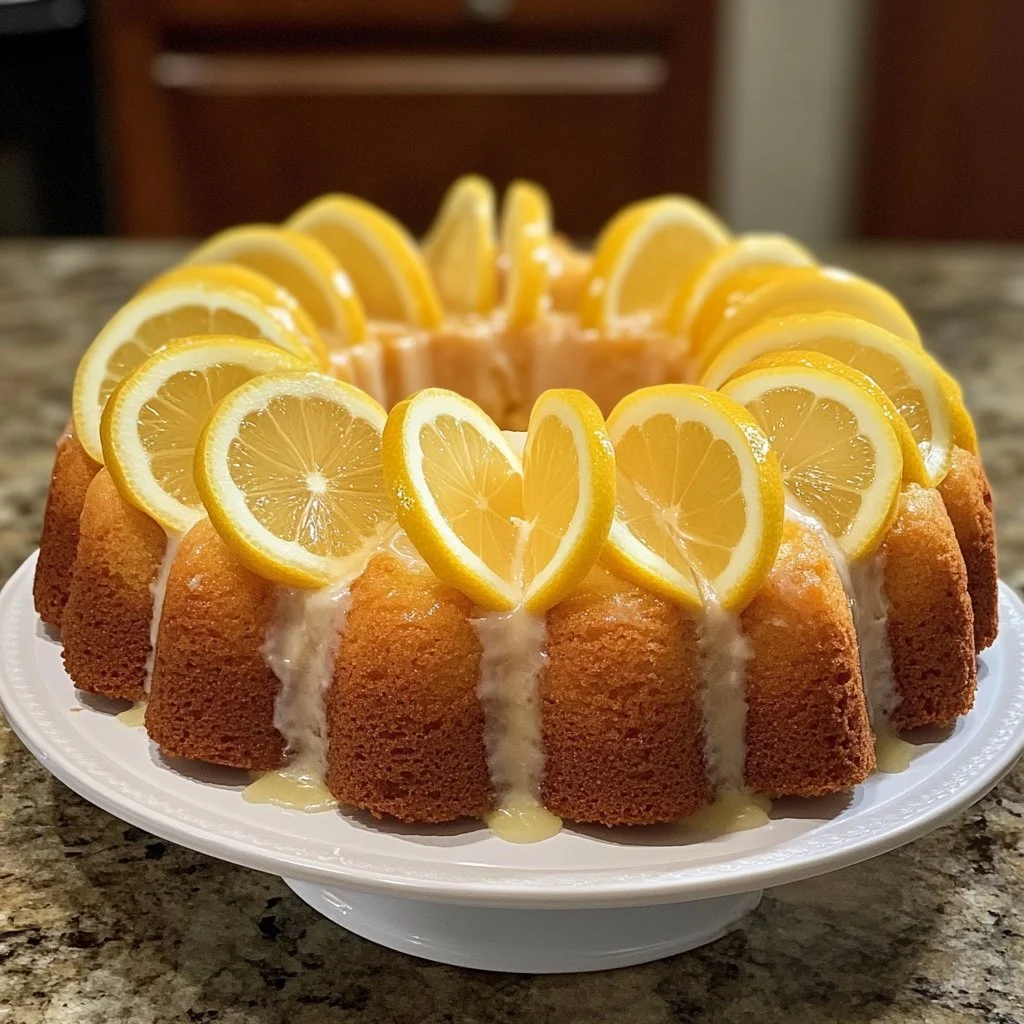 Deliciously baked Lemon Pound Cake with a fresh lemon glaze