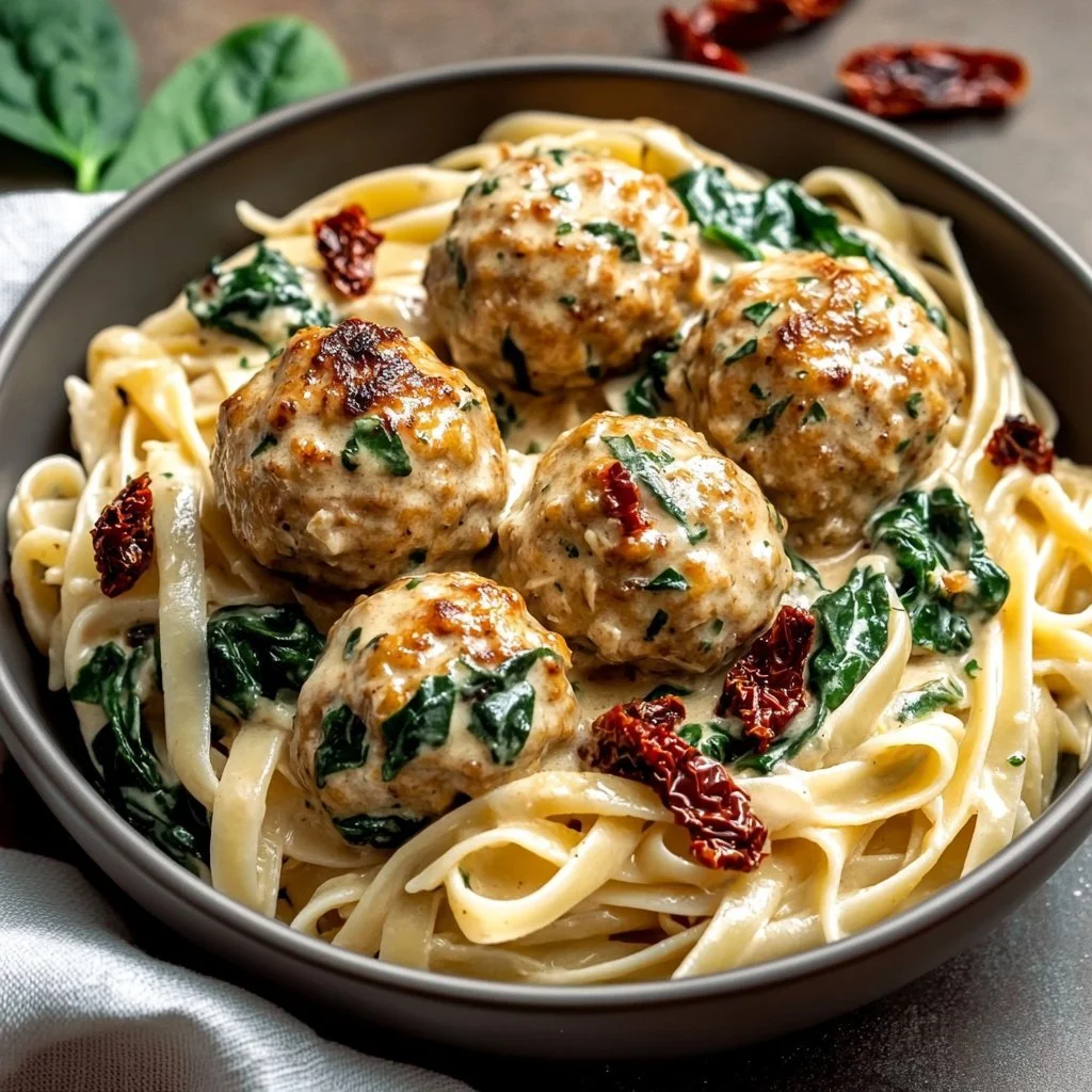 Delicious Marry Me Chicken Meatballs served with a creamy sauce