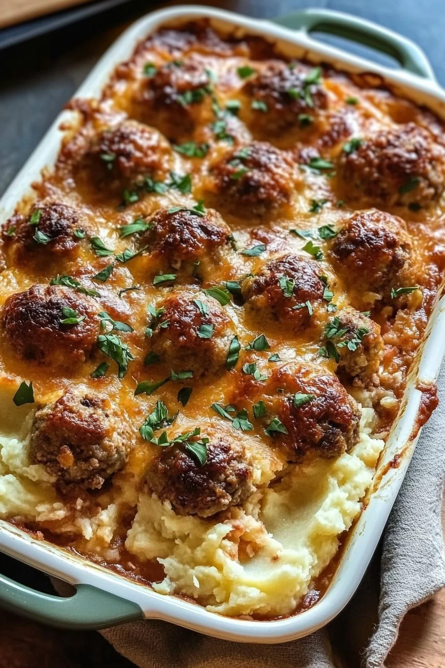 Meatball and Mash Potato Bake