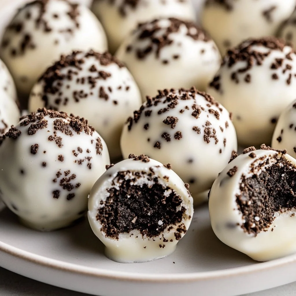 Delicious homemade Oreo Balls covered in chocolate and sprinkles