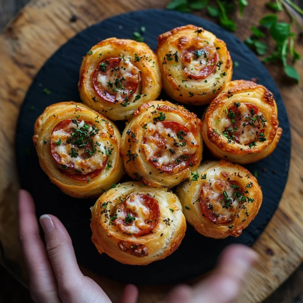 Homemade Pepperoni Pizza Rolls ready to be served