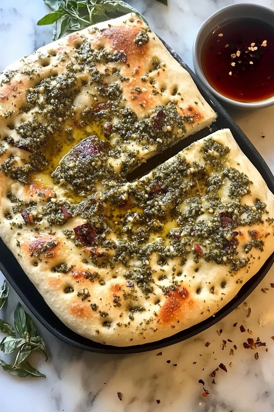 Pesto Sourdough Focaccia
