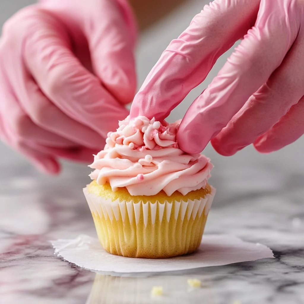 Pretty mini pink flower cupcakes decorated for a festive occasion