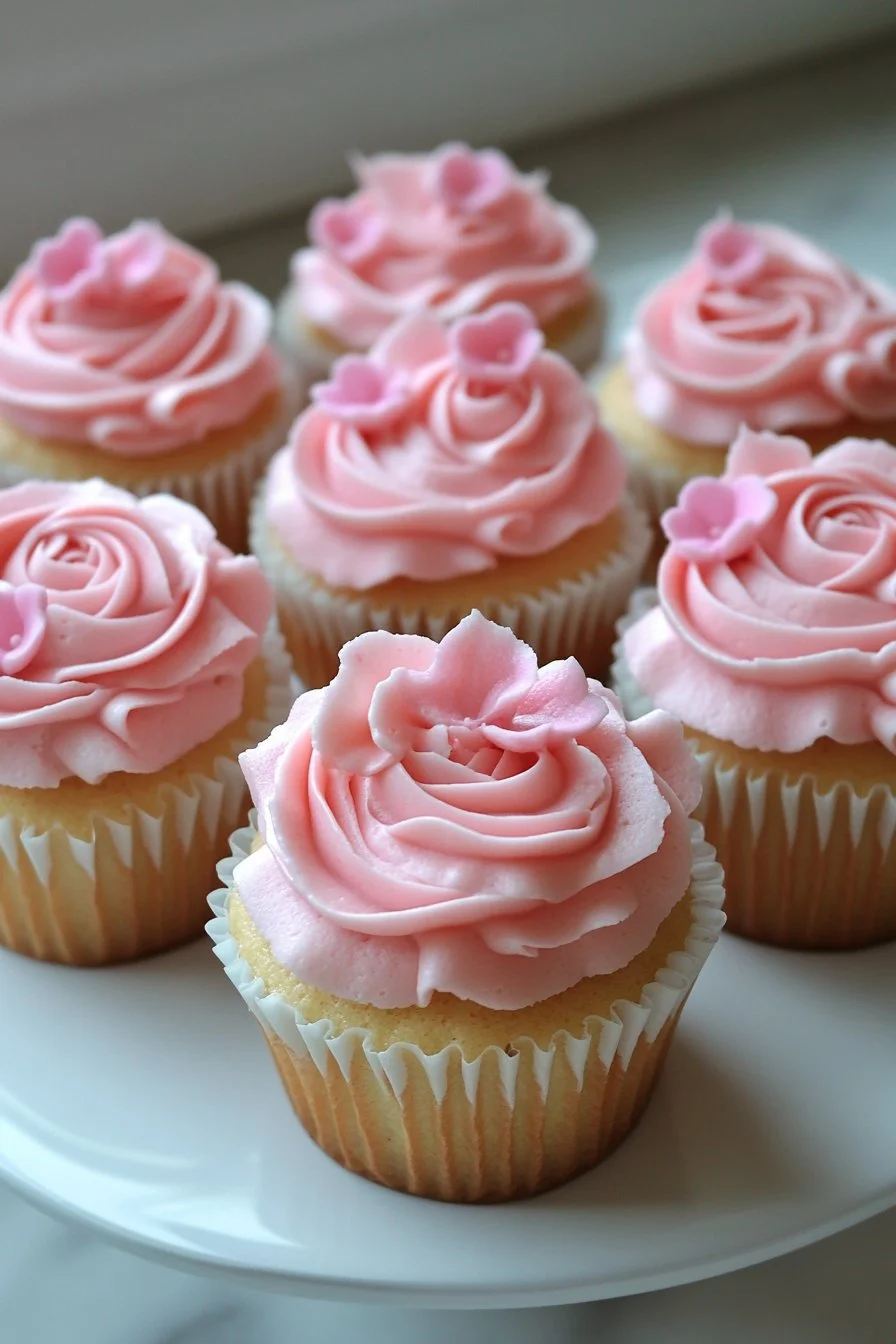 Pretty Mini Pink Flower Cupcakes