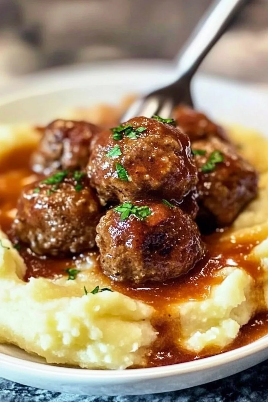Salisbury Meatballs and Mashed Potato