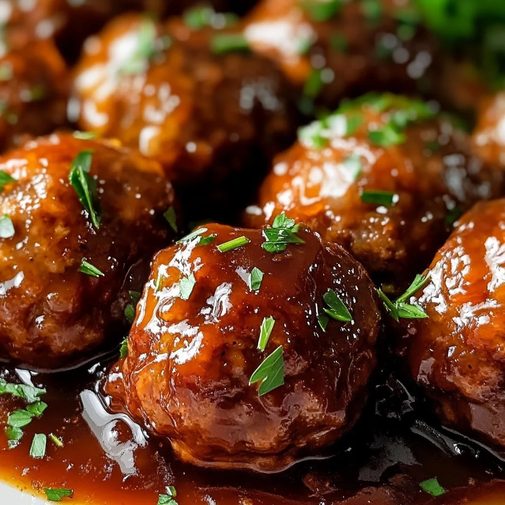 Delicious slow cooker honey garlic meatballs served in a rich sauce