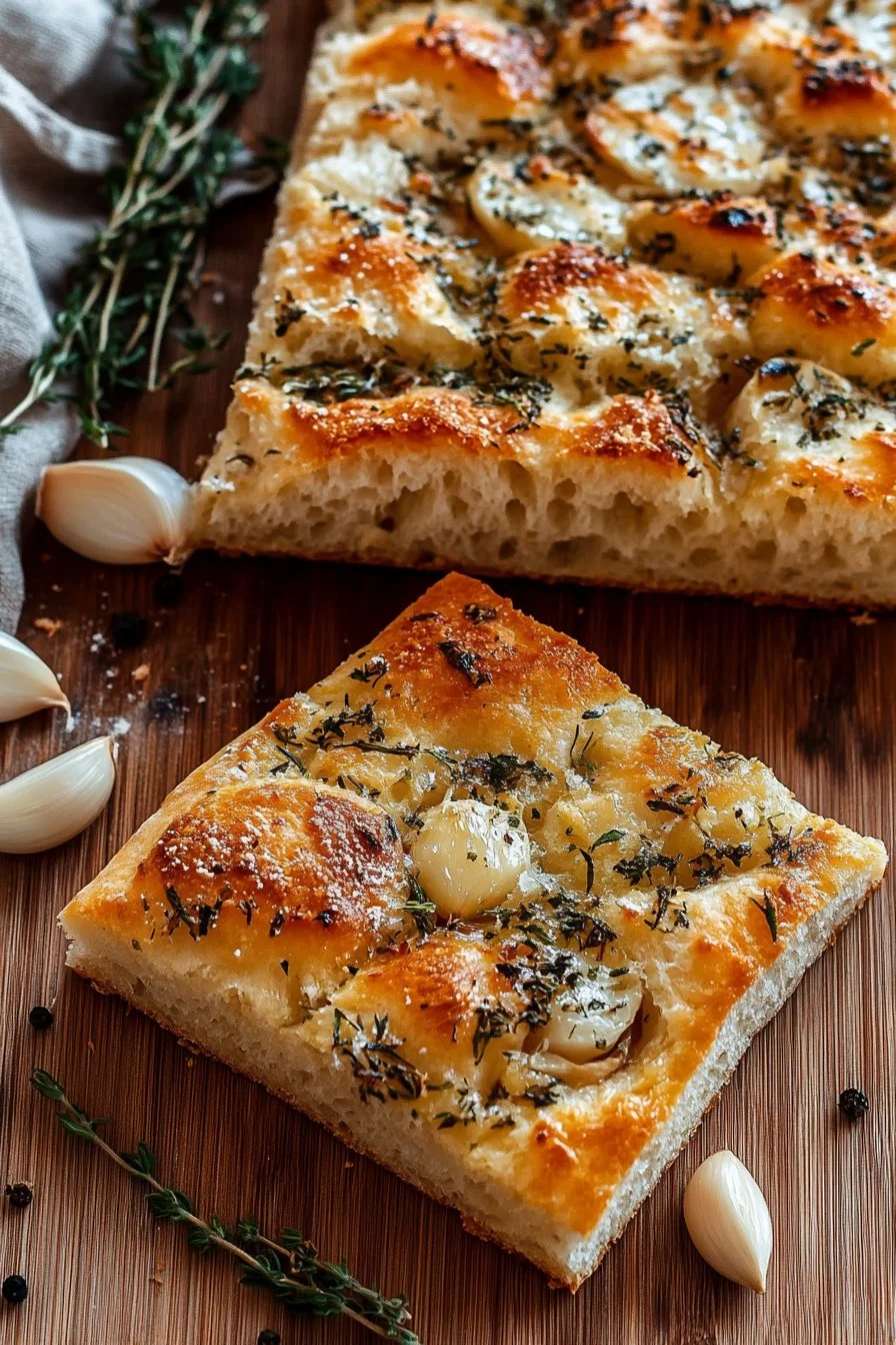 Sourdough Focaccia with Garlic and Herbs