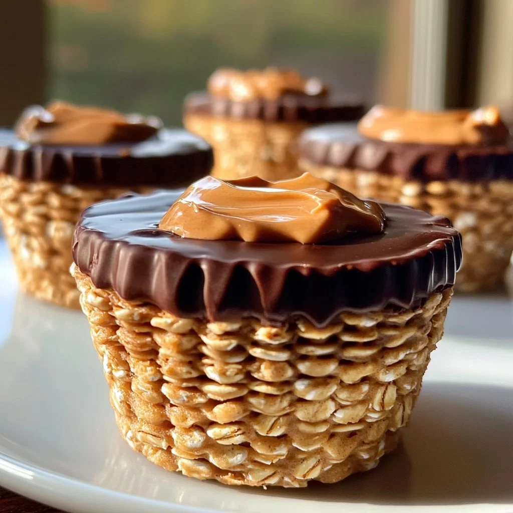 Delicious peanut butter protein oatmeal cups on a wooden table