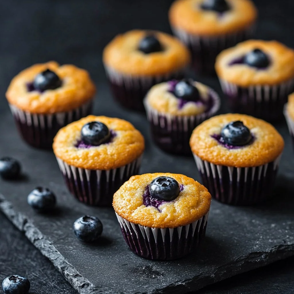 Blueberry Cream Cheese Protein Muffins on a white plate
