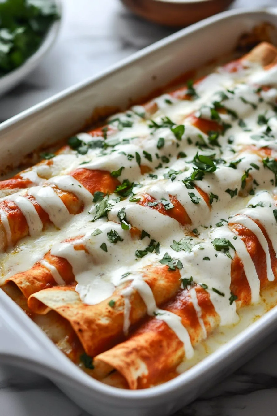 Chicken Enchiladas with Dreamy White Sauce