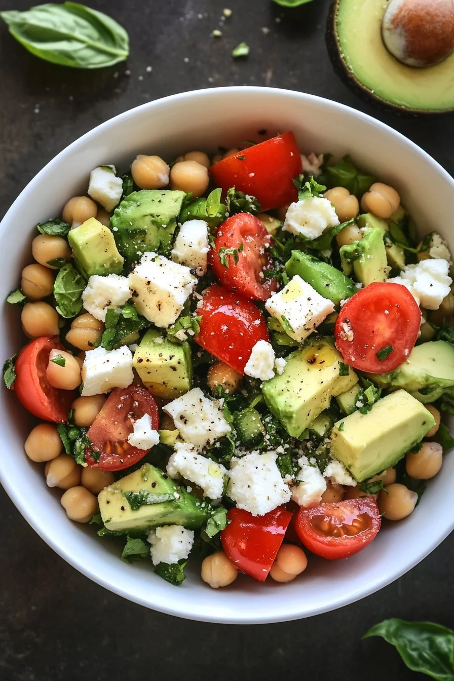 Chickpea Feta Avocado Salad