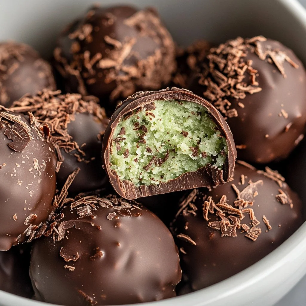 Delicious homemade Chocolate Mint Protein Bites for a healthy snack.
