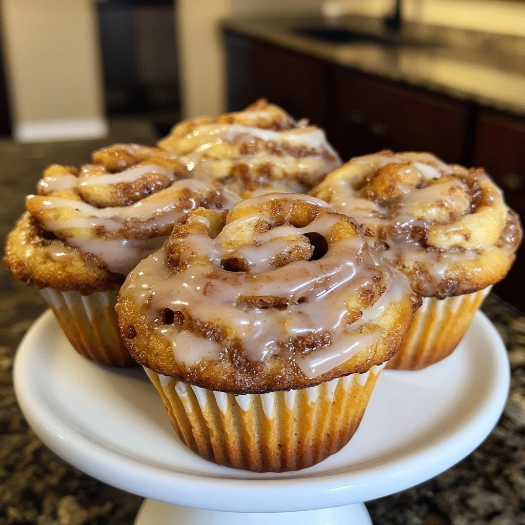 Cinnamon Roll Protein Muffins fresh out of the oven