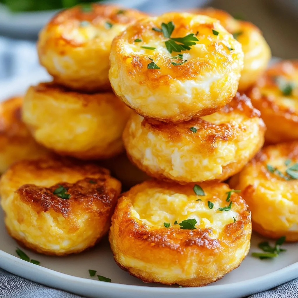 Cottage cheese egg bites in a serving dish, perfect for a healthy snack.