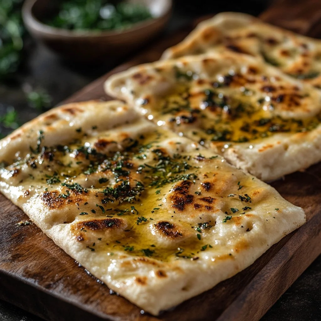 Cottage Cheese Flatbread topped with fresh herbs and vegetables