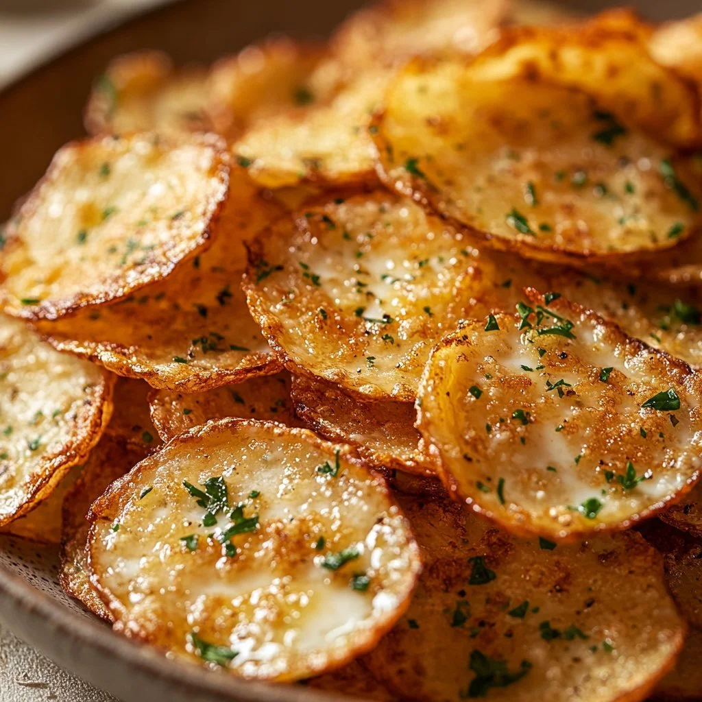 Crispy cottage cheese chips served in a bowl, a healthy snack option.