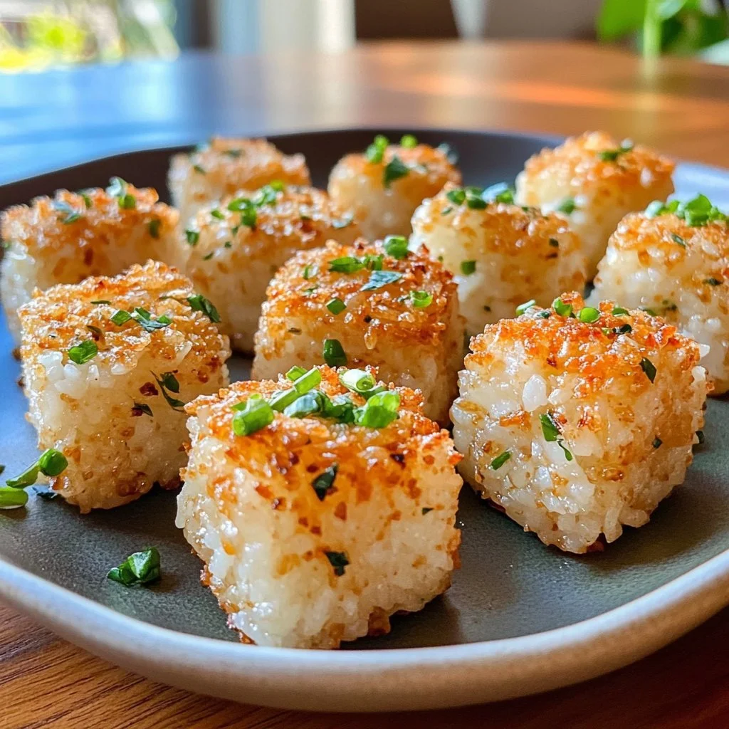 Deliciously crunchy Crispy Rice Bites served in a bowl