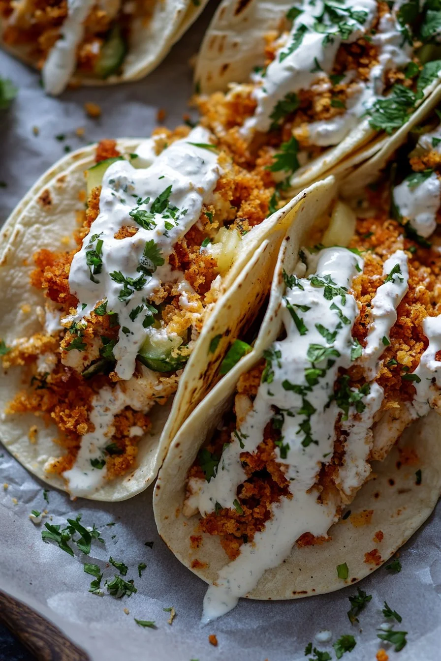Dill Pickle Ranch Smash Chicken Tacos