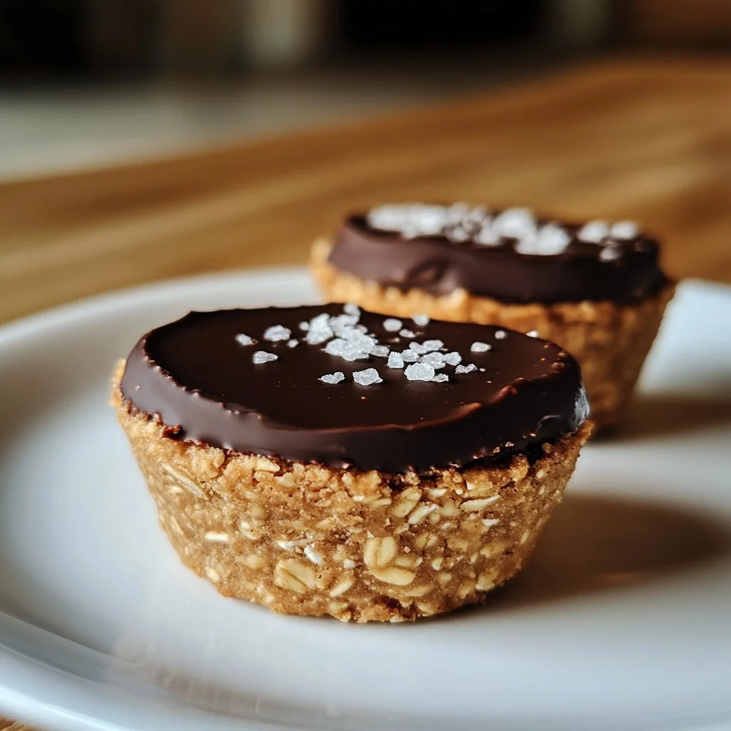 Delicious easy no-bake peanut butter oat cups with oats and chocolate chips