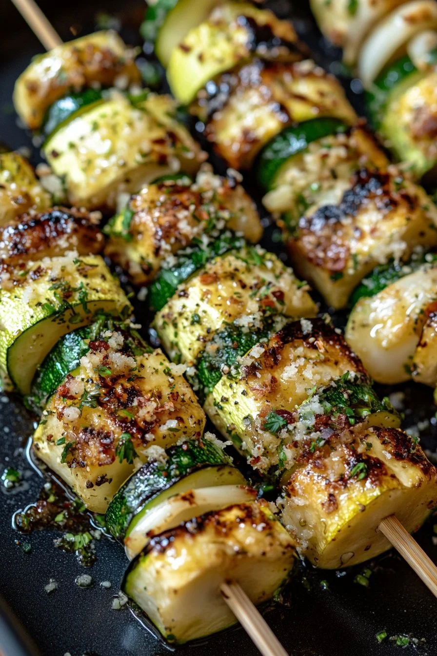 Garlic Butter Courgette Skewers