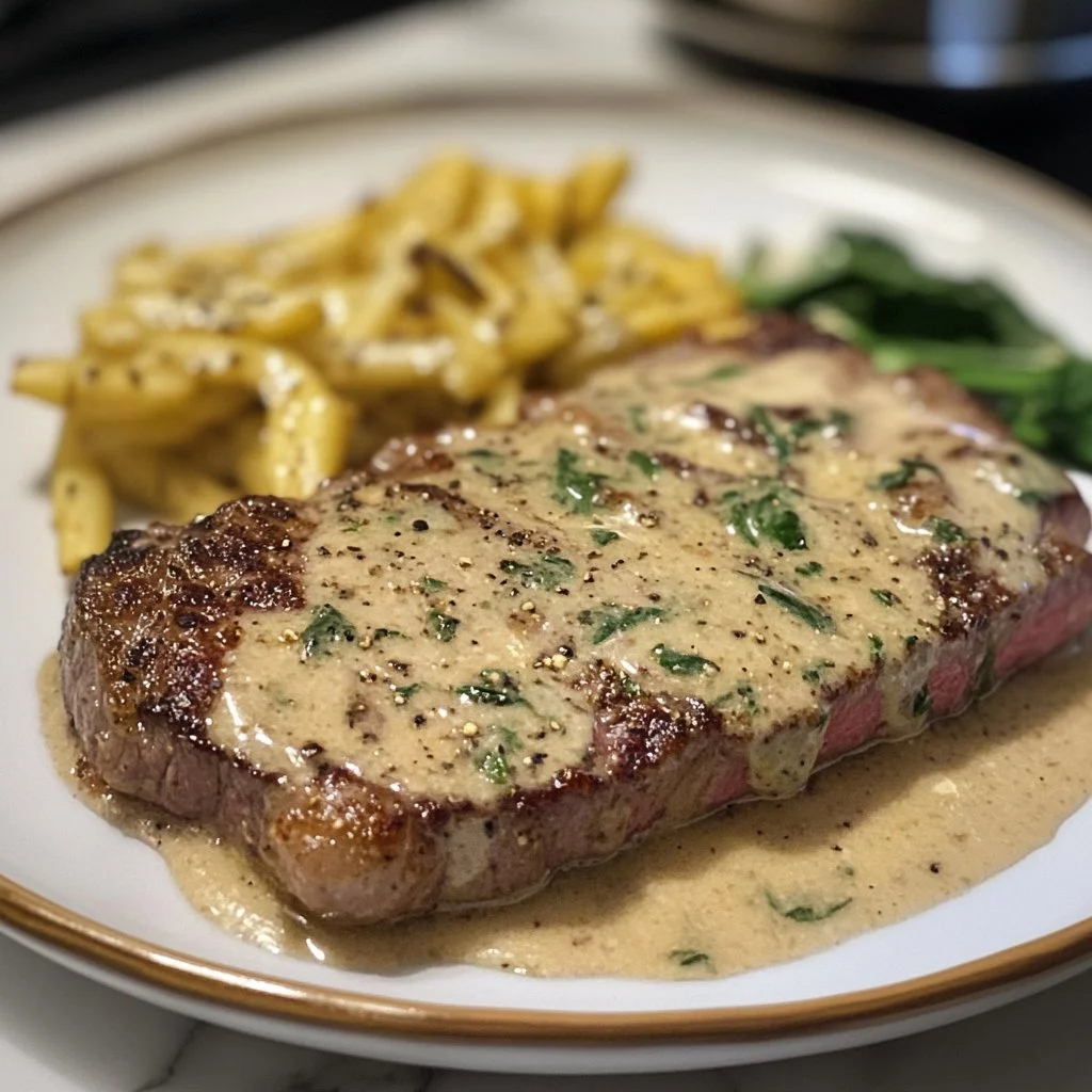 Garlic Butter Steak with Parmesan Cream Sauce