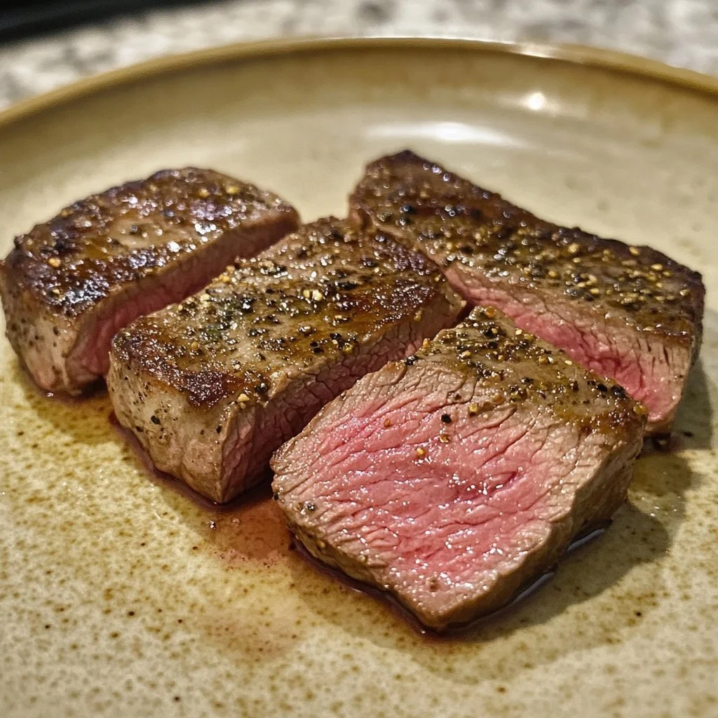 Gordon Ramsay's delicious sirloin steak served with elegant presentation
