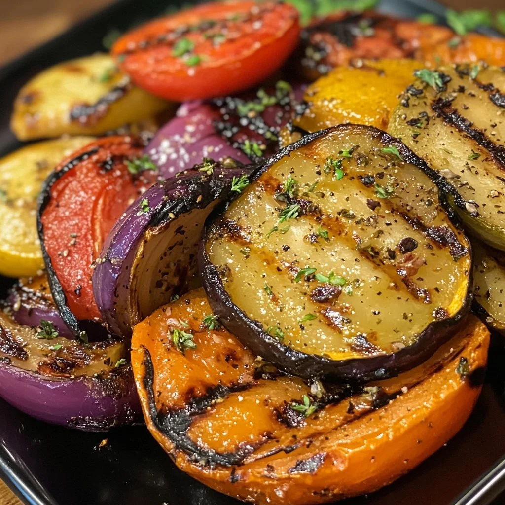 Grilled vegetables recipe with garlic and herbs for a tasty summer dish