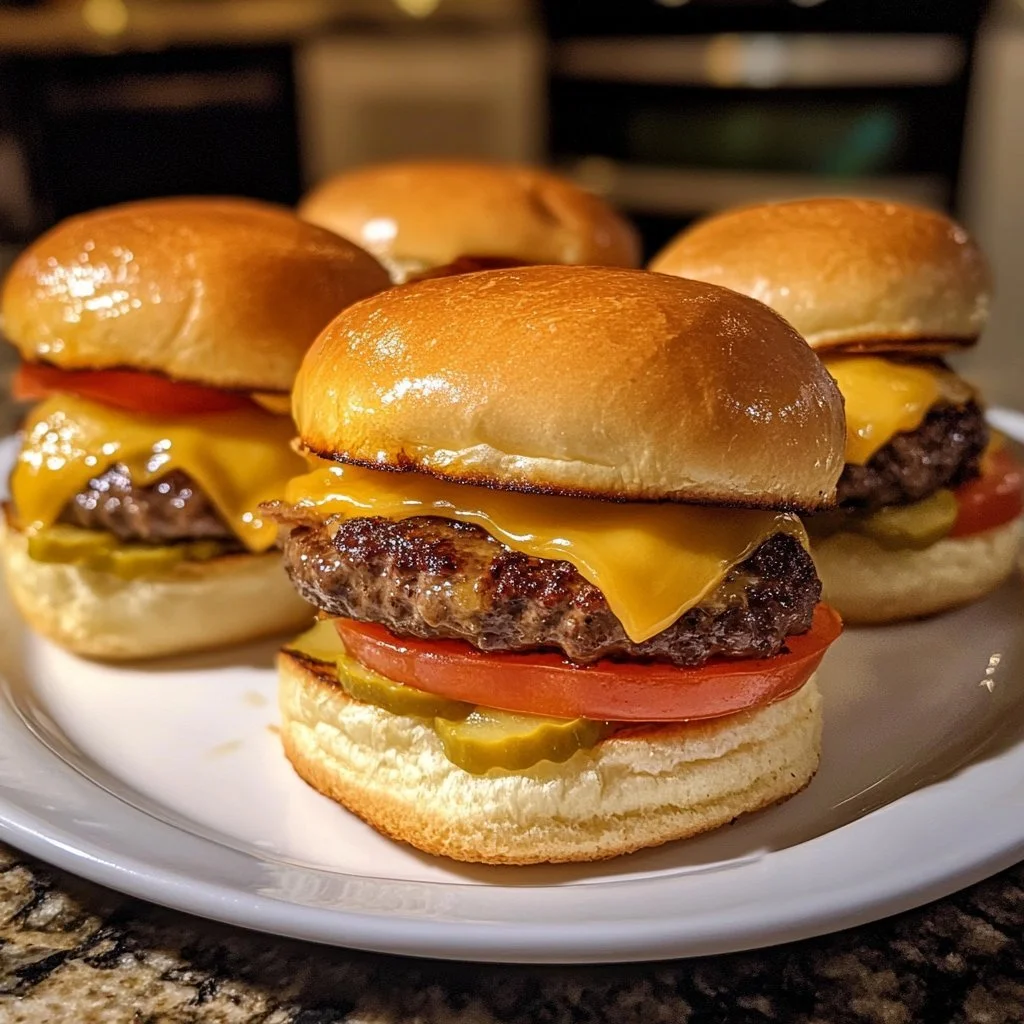 Hawaiian roll cheeseburger sliders on a platter, ideal for parties