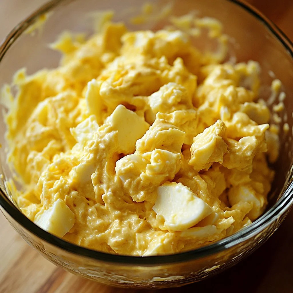 High protein egg salad with fresh ingredients in a bowl