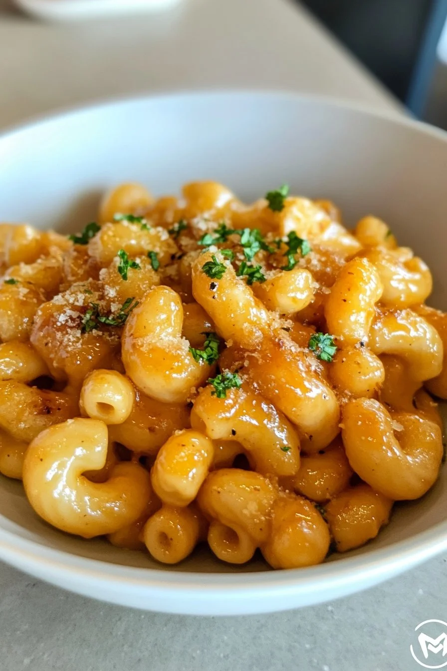 High-Protein Honey Garlic Butter Chicken with Macaroni and Cheese