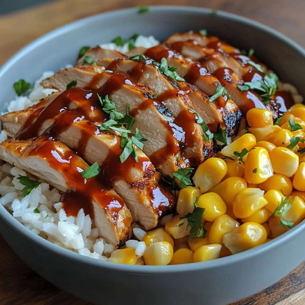 High protein BBQ Ranch Chicken Bowl with fresh vegetables and ranch dressing