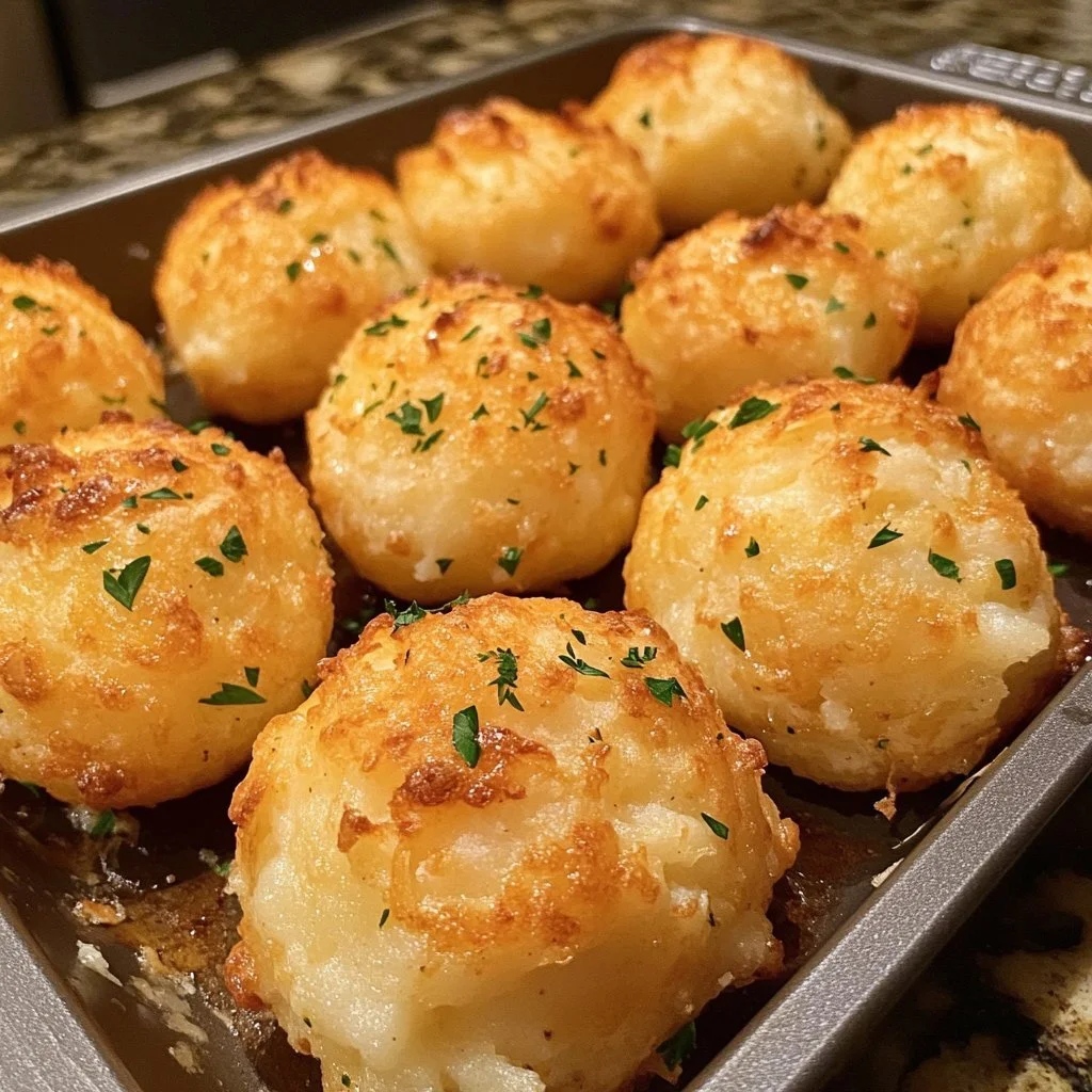 Delicious Mashed Potato Cheese Puffs ready to be enjoyed as a snack or appetizer.